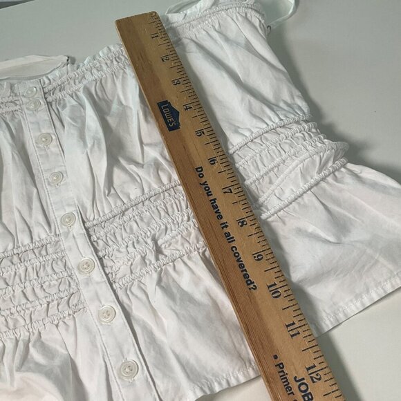 Madewell White Smocked Button-Down Peplum Top Small 100% Cotton Tank READ - Picture 5 of 15